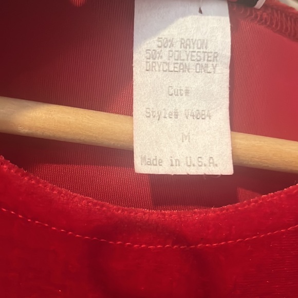 Red Sleeveless Evening Dress w Silver Embroidered Floral Front Vintage Ball gown - Picture 5 of 7